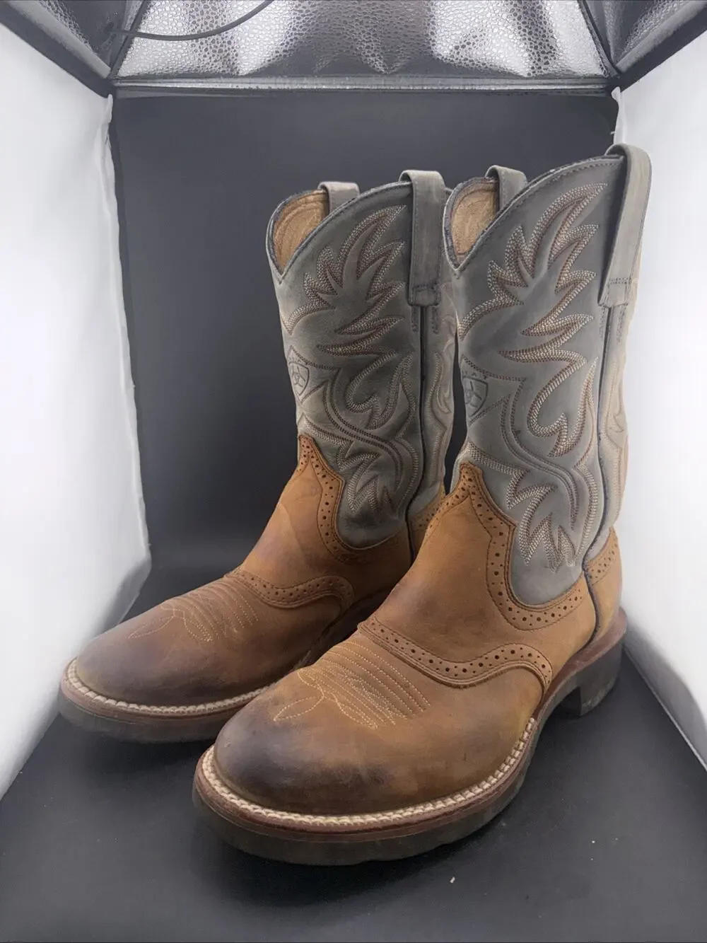 Ariat Heritage Crepe Boots Mens 8.5 D Brown Gray Western Cowboy Style 30029